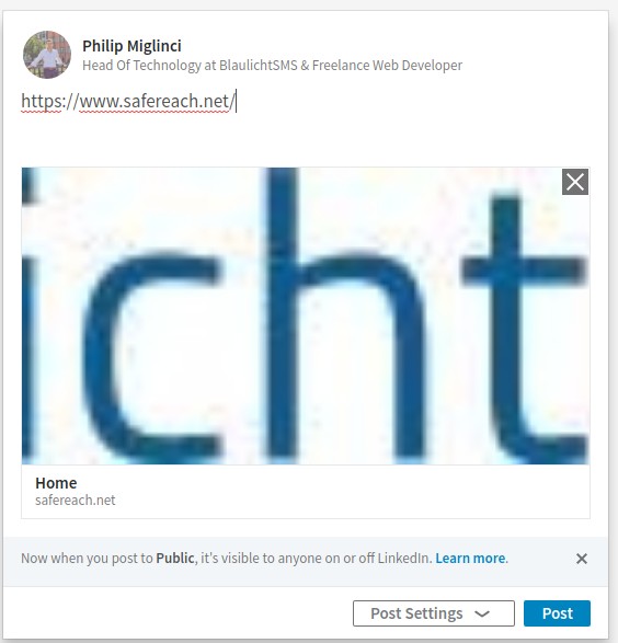LinkedIn preview before installing the plugin